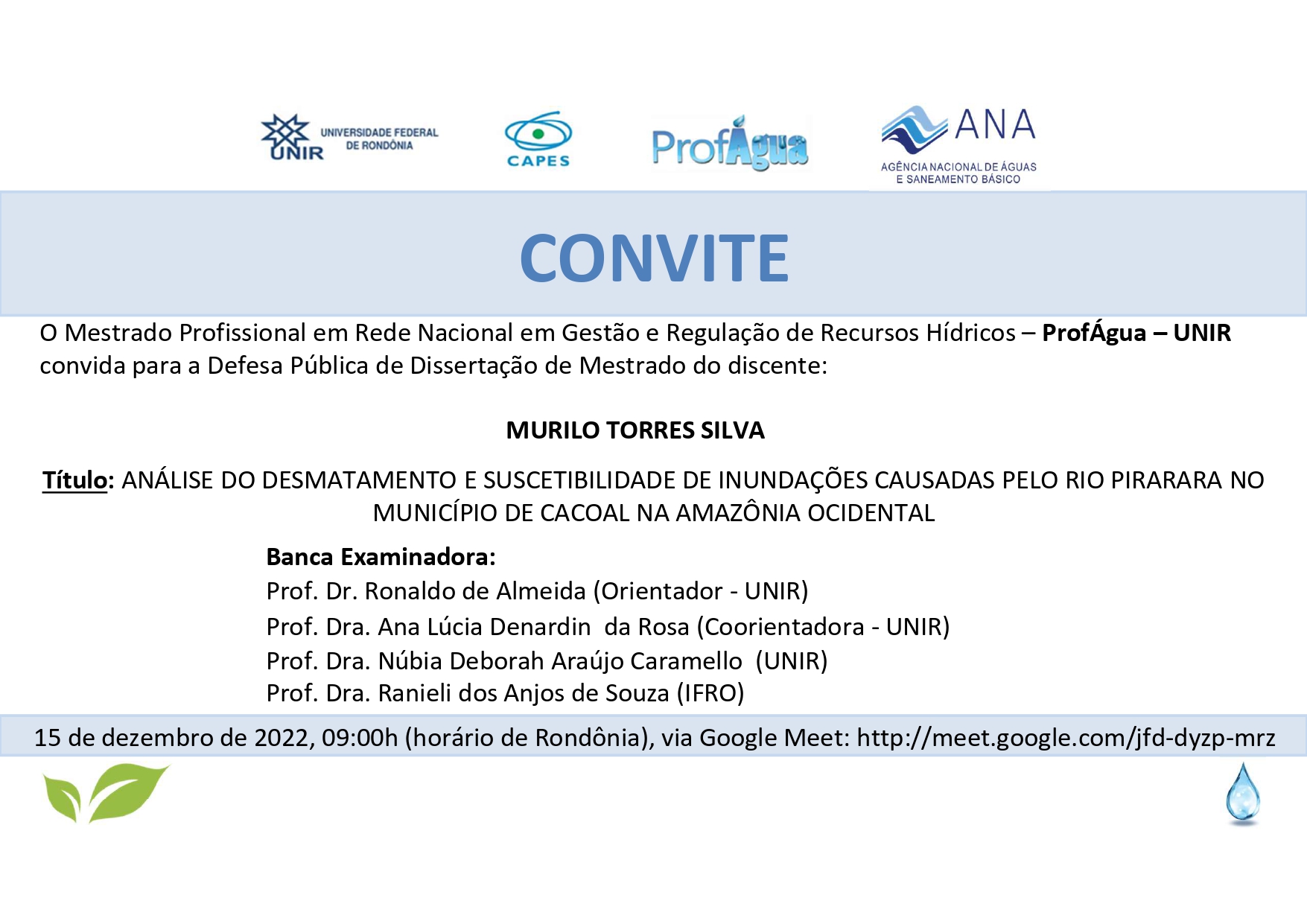 Convite para Banca de Defesa Final da Dissertação - MURILO TORRES SILVA